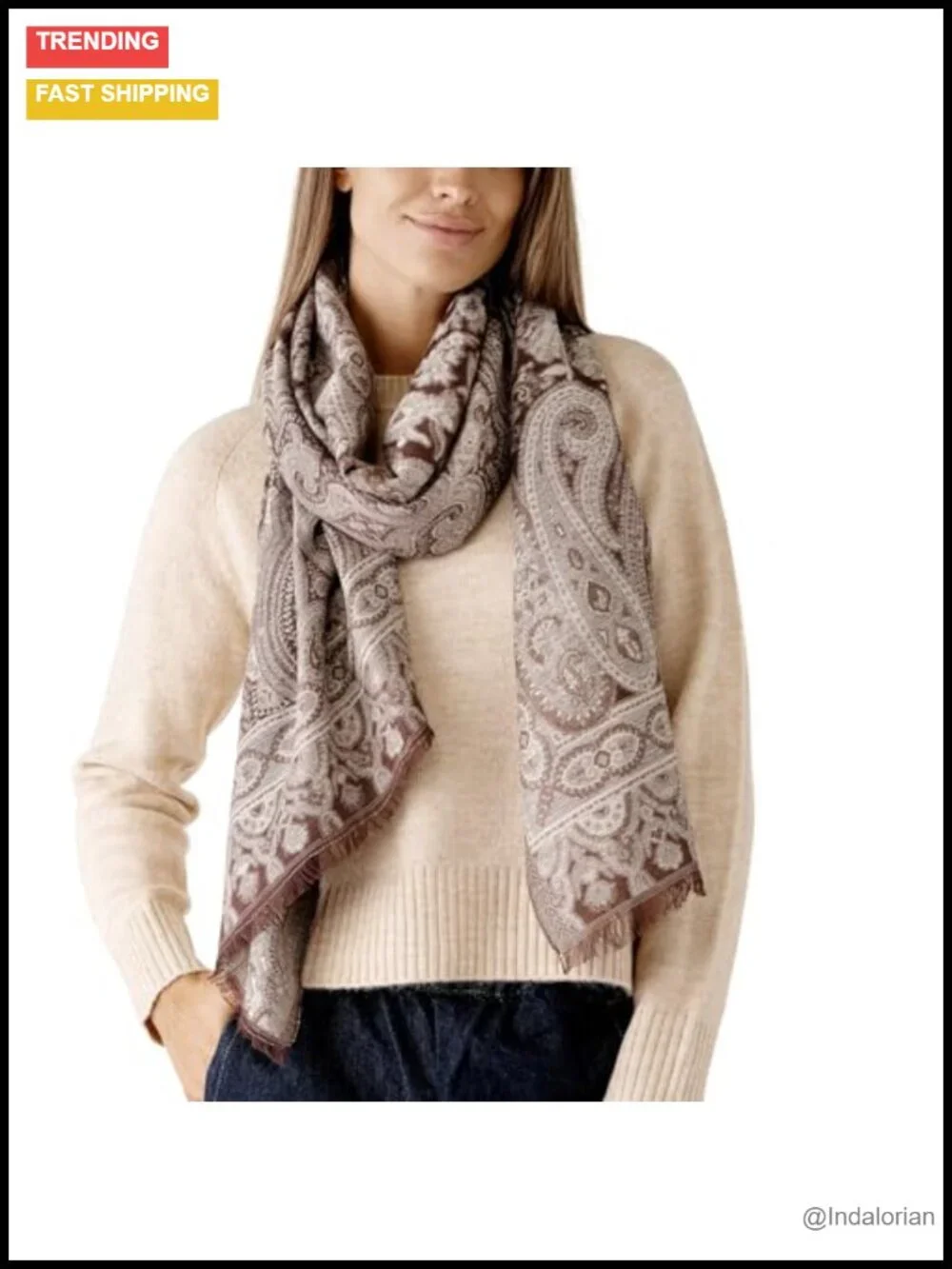 Elegant Long Shawl Scarf for Women - Lightweight Viscose from Bamboo